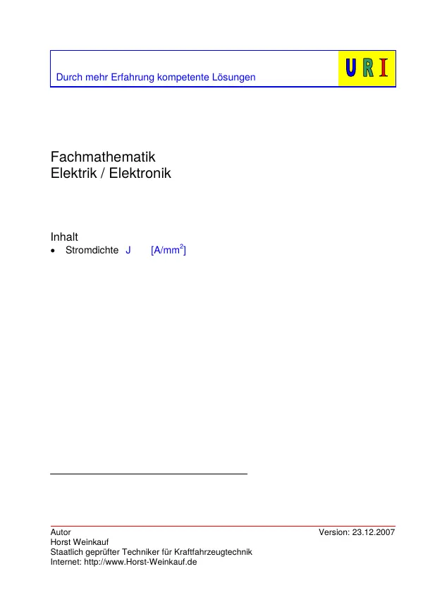 Titelseite: Stromdichte